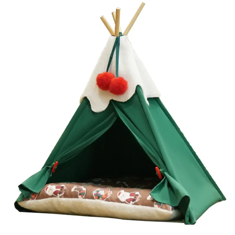 Winter Pet tent, Christmas dog house, cat house, all year round, cat delivery room, pine wood for winter warmth, cat tent