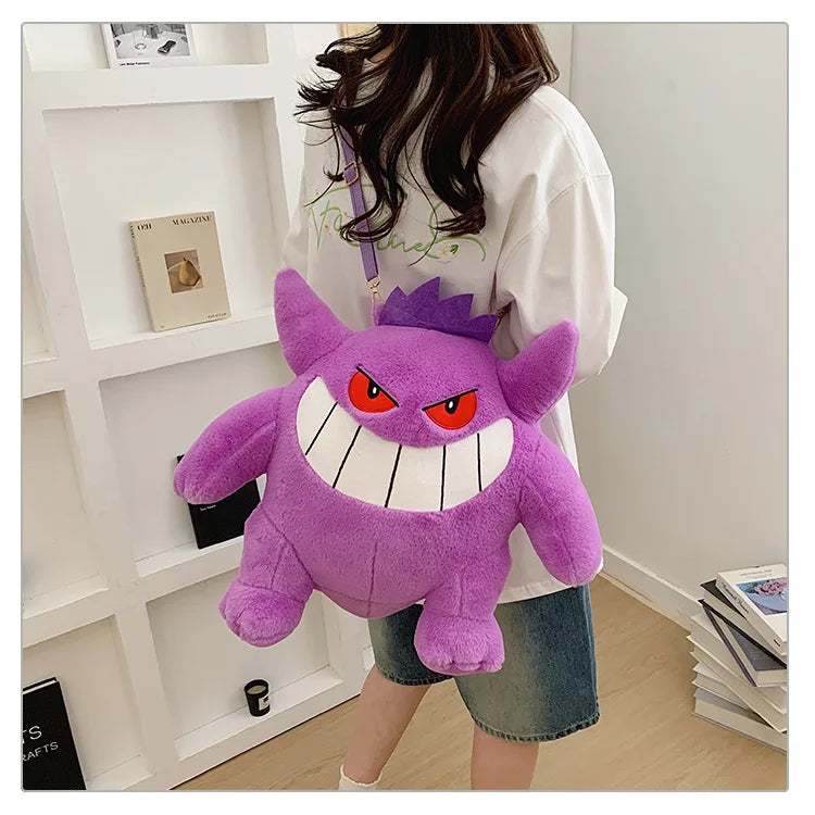 Japanese Style Plush Shoulder Bag Raichu Pikachu Eevee Psyduck Gengar Design Crossbody Backpack for Student Daily Outfit Gift