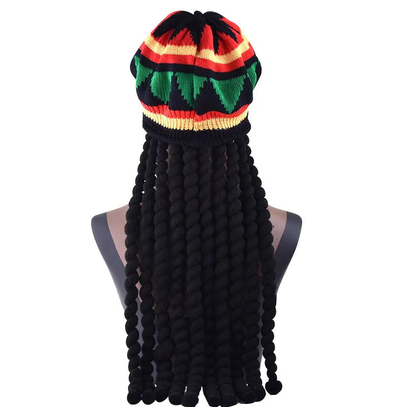 Halloween Hippie Costume Men 60s 70s Hippie Set Pants Shirt Fringe Vest Glass Frame Necklace Rasta Hat Dreadlocks
