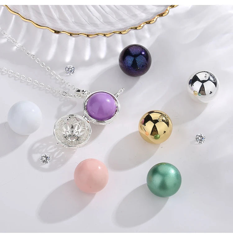 Eudora 18mm Harmony Ball Lotus Flower Cage Pendant Pregnancy Chime Bola Angel Caller Necklace Fashion Jewelry for Women gift