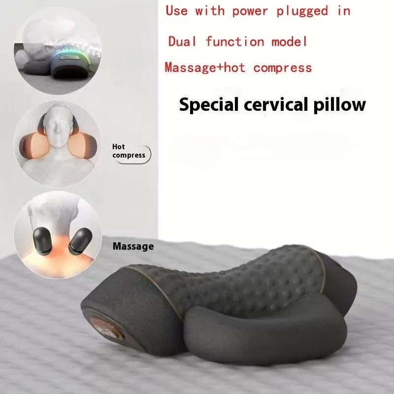 Electric Neck Massager Neck Pillow, Hot Compress, Neck Stretching, Heating Vibration, Shoulder Massage Pillow, Back Traction