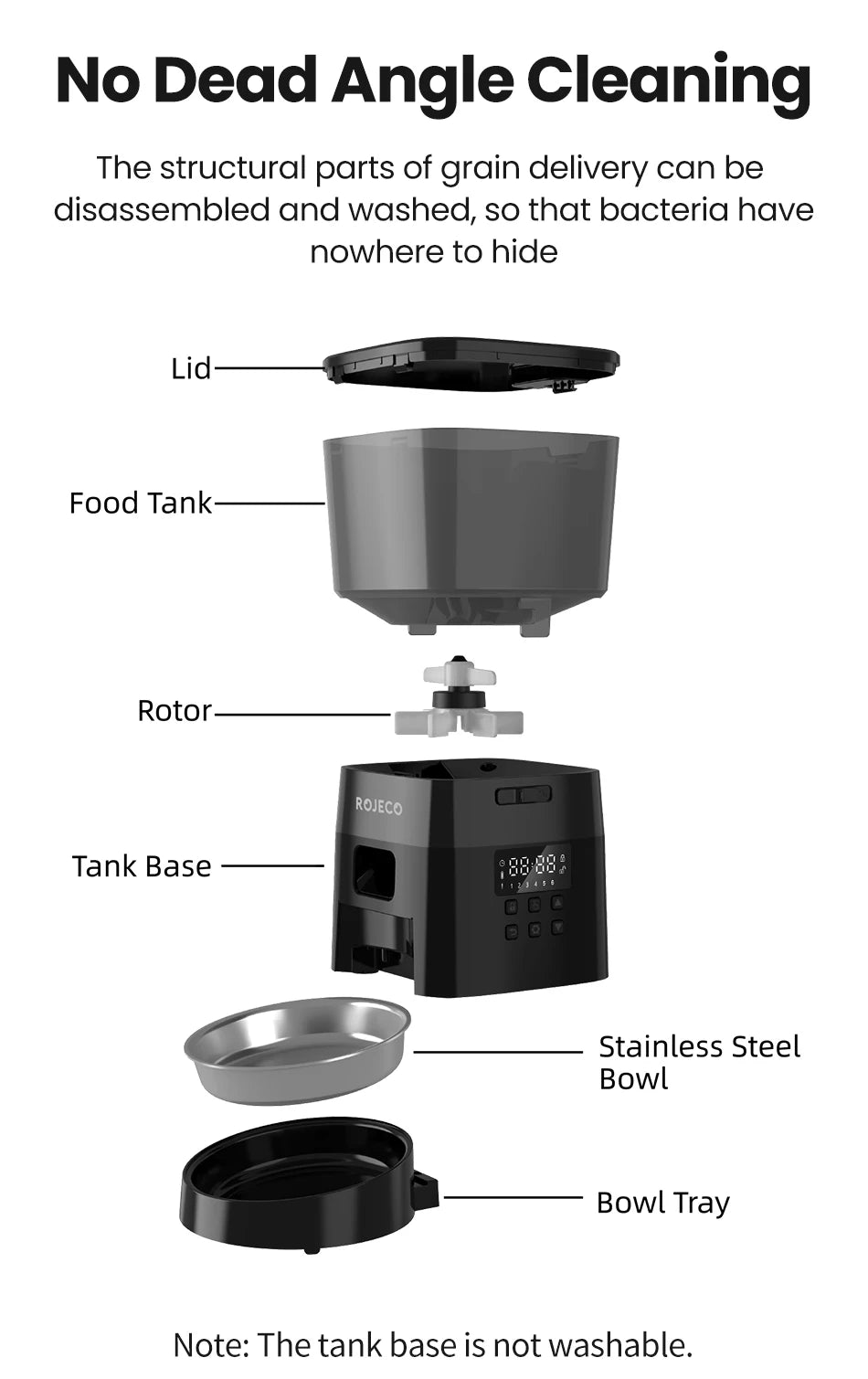 ROJECO Smart Dog Feeder Automatic Dog Food Kibble Dispenser Button Version for Pet Cats Auto Food Container Dog Feeding Supplies