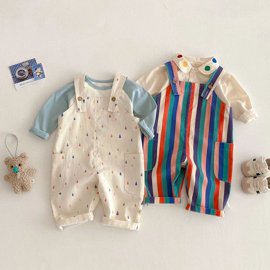 2025 New Season Colorful Striped Infant Kids' Suspender Pants Kids Overalls for Boys and Girls Bib Overalls 0 - 5 Years Old
