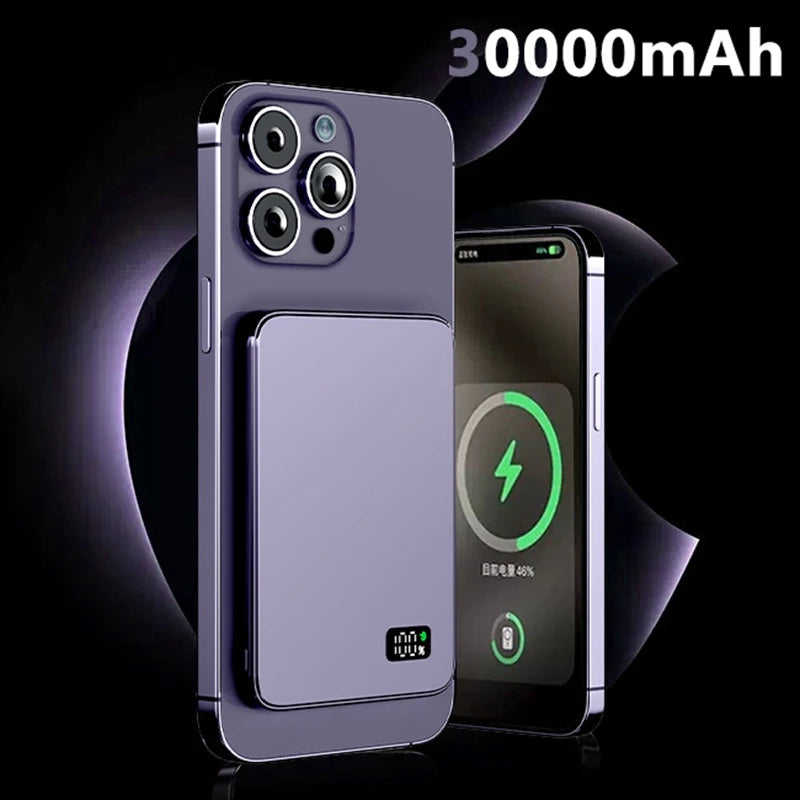 Lenovo 30000mah High-capacity Magnetic Wireless Fastcharging Powerbank Lightweight Portable For Air Travel With External Battery