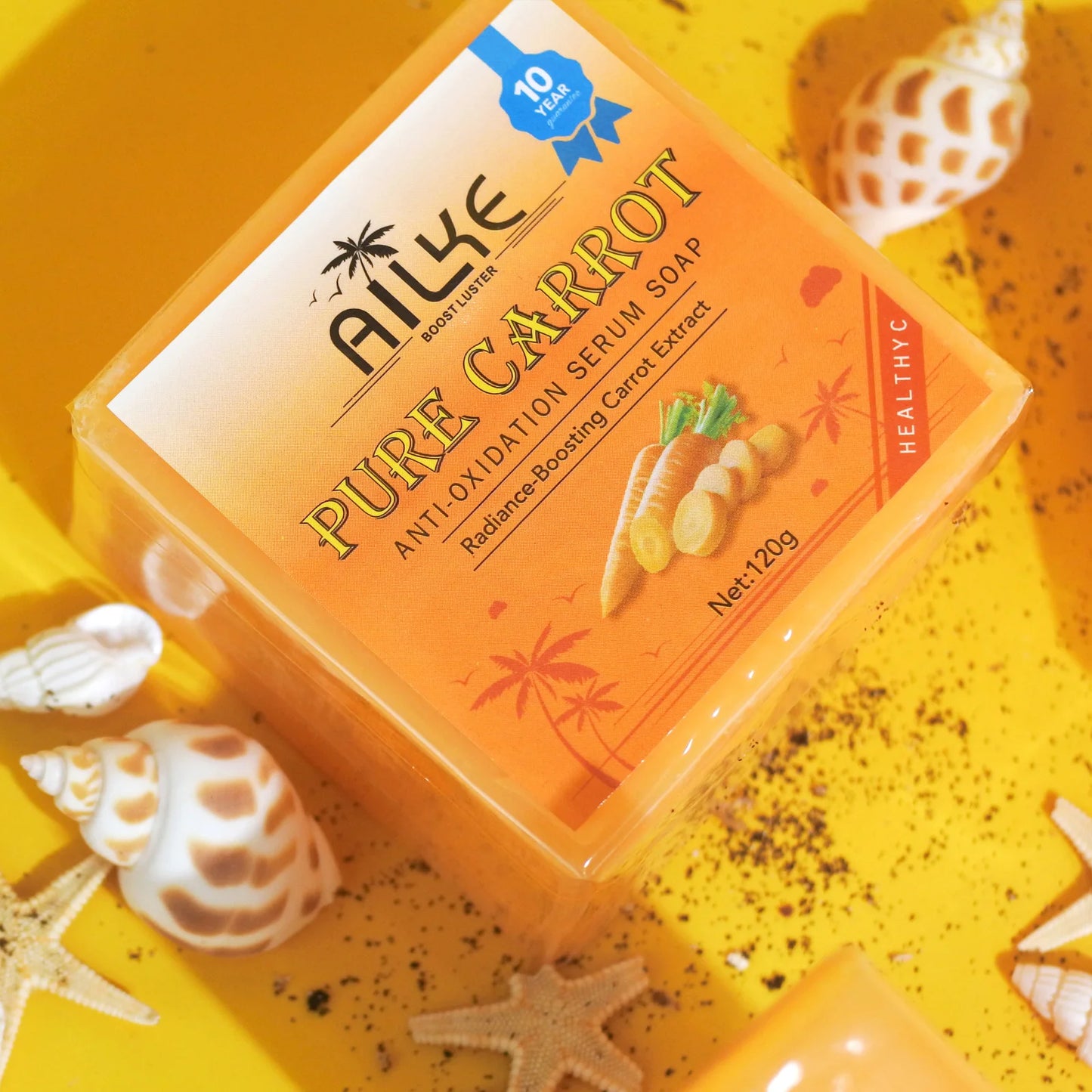 AILKE Organic Brightening Soap, with Carrot, Vitamin C/E, Clean, Moisturizing, Smooth, Soft Skin, Reduce Spots, for Face, Body