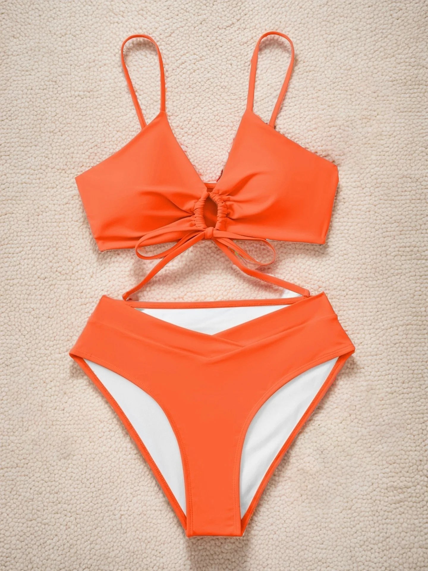 Sexy Bikini Set Women Adjustable Lace Up Solid Color Two Piece Swimsuit 2026 Summer Beach Bathing Suit Fashion New Beachwear