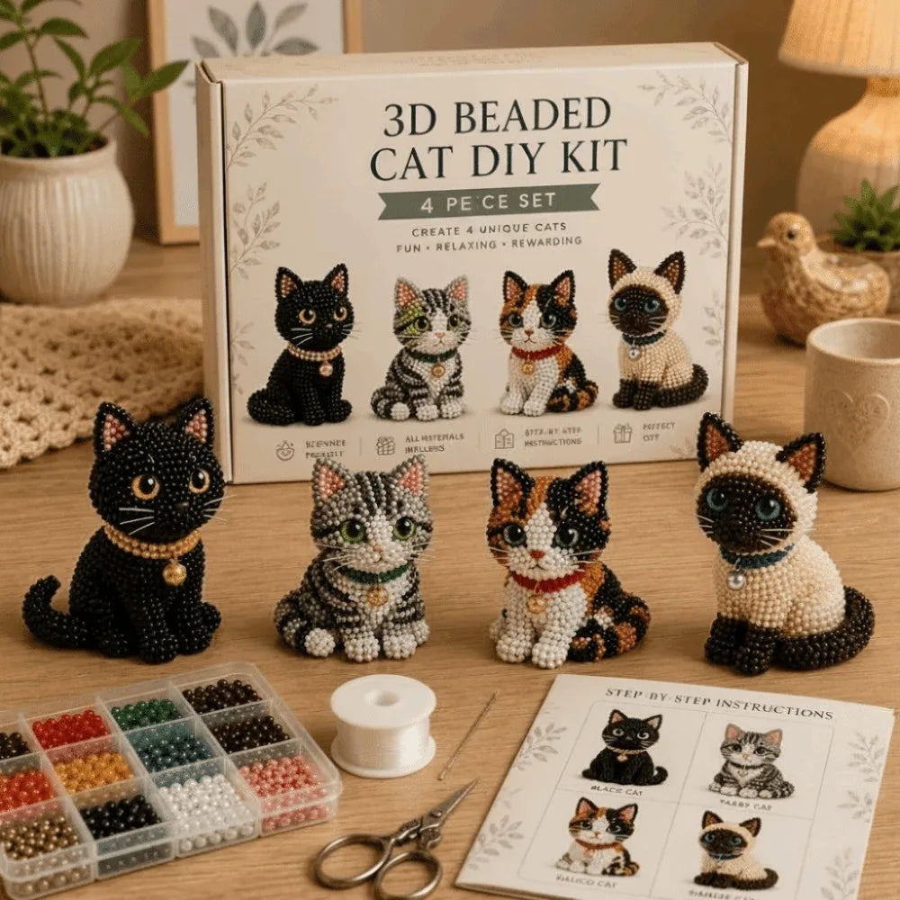 Tiny Beads 3D Beaded Animal Kit Cute Design Animal Shape Handmade Bead Art Kit Creative Craft DIY Bead Craft Kit
