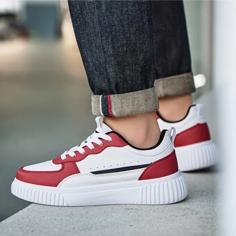 YRZL Fashion Leather Men Casual Shoes Lightweight Running Shoes Platform White Sneakers Outdoor Breathable Sport Shoes Shoes