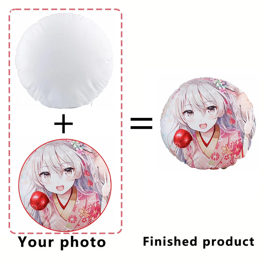 Custom Round Pillow - Customize Photo, Logo, Anime or Idol Picture, Soft Plush Cushion for Home/Car/Office Personalized Gift 1PC