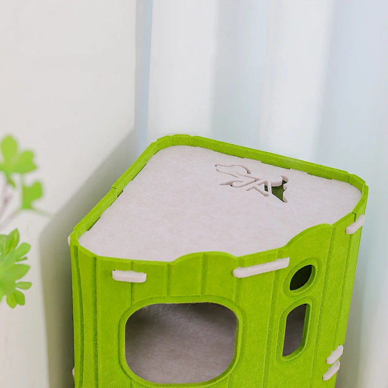 BOOTEELY Multi-layer Cat House for Indoor Cats Pet Climbing Frame Integrated Cat Tree Double-layer Scratching Board