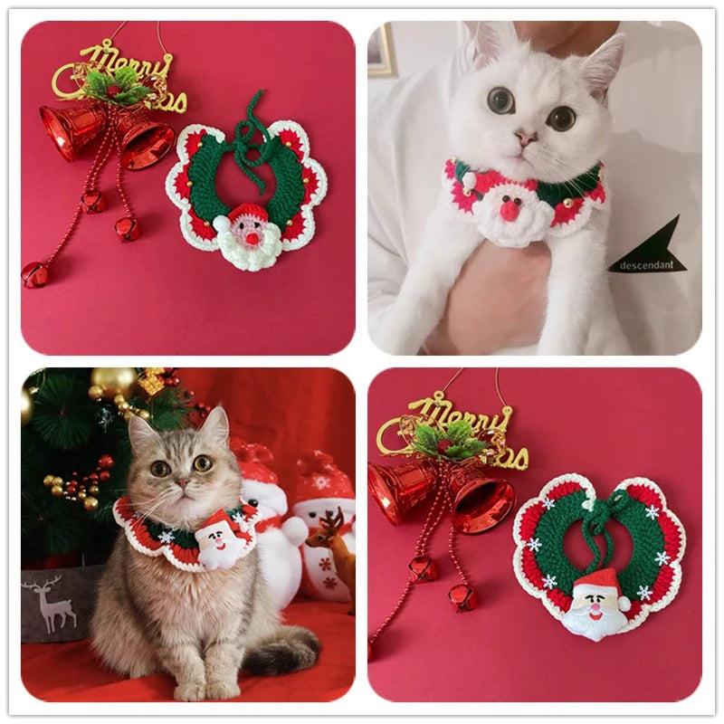 Cat Christmas Clothing Dog Cat Collar Christmas Cute Sweet Pet Scarf Bow Cat Dog Christmas Clothing Cat Accessories