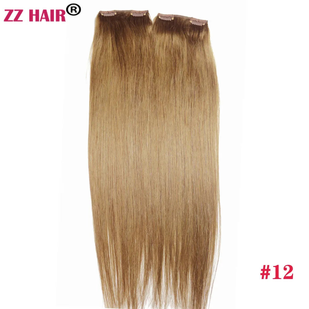 ZZHAIR 100% O Brazilian Human Remy Hair Extensions 16"-24" 2pcs Set 70g 80g Clips-in Two Pieces 2x10cm Natural Straight