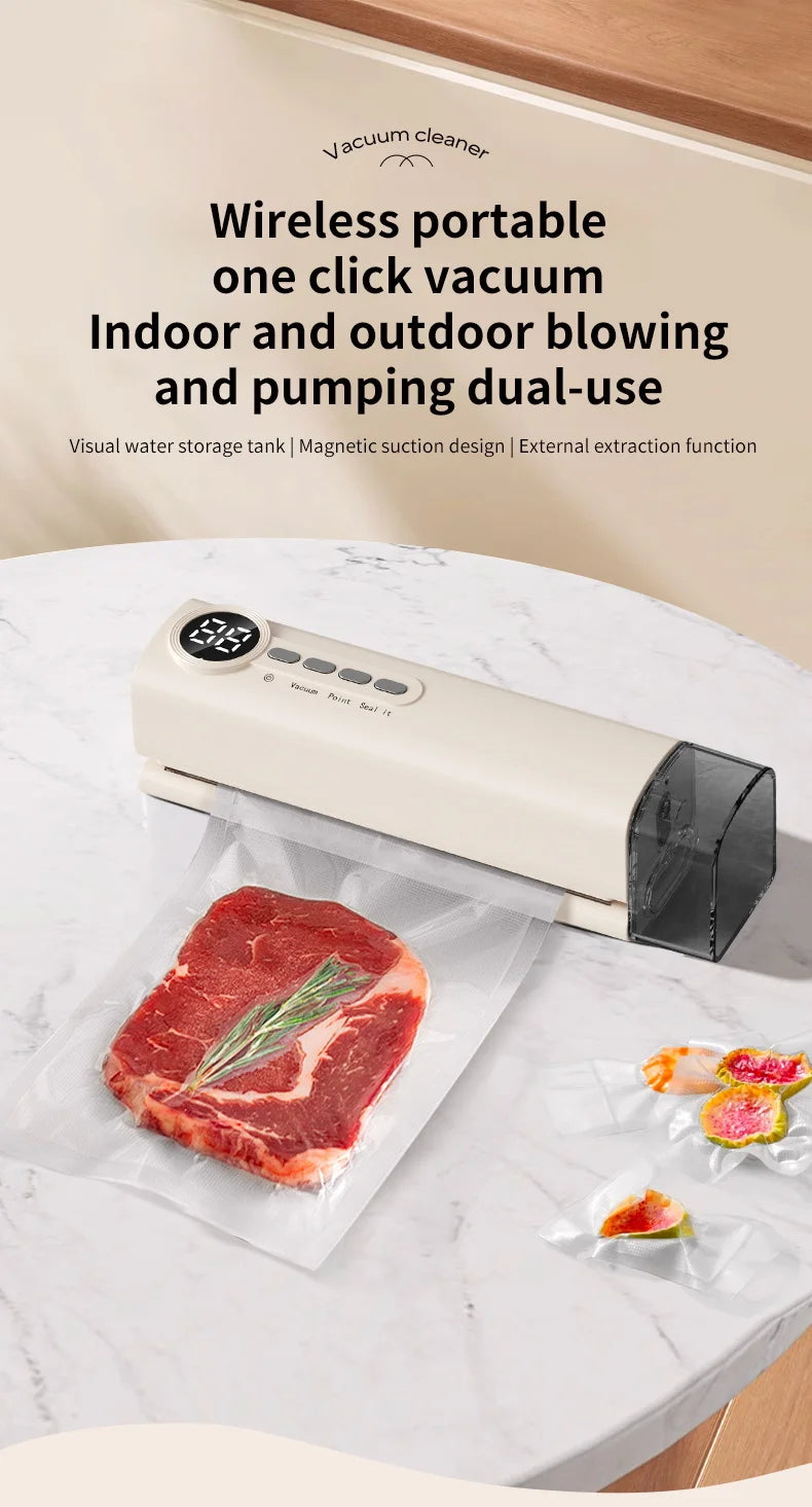 Multifunctional portable wireless vacuum sealer powerful suction Automatic food sealing machine USB Rechargeable Food Bag Sealer