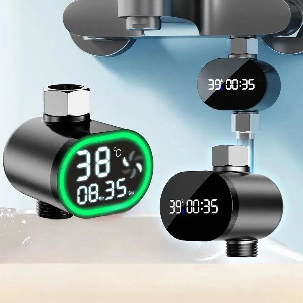 LED Digital Shower Thermometer for Bathtub and Shower Use Self-Powered by Water Pressure No External Power Needed