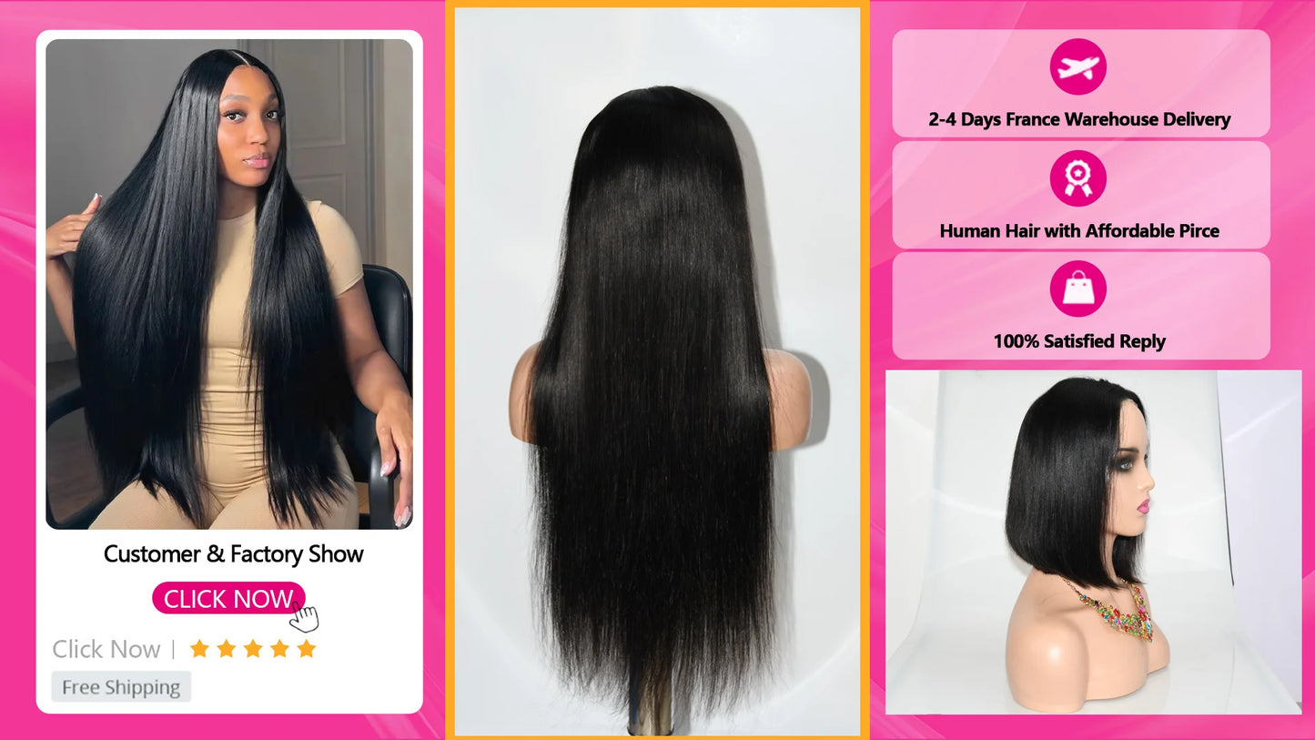 2026 Synthetic Short Bob Straight Wig, Glueless Ready To Wear, Elastic Drawstring, Upgraded No Glue Air Wigs