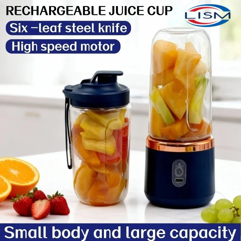 400ML Portable Electric Juicer 2 Cup Home Mini Multifunctional Wireless Blender USB Rechargeable Small Juice Cup Mixer Machine