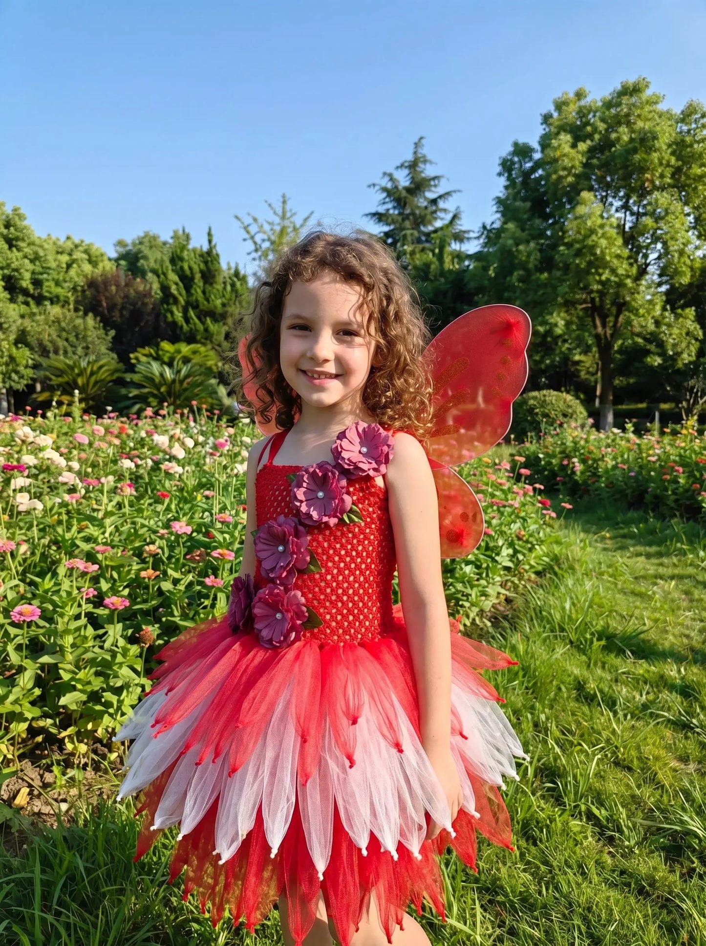 Girls Fairy Costume Princess Dress Kids Butterfly Wing Outfit Tulle Dress Halloween Birthday Party Fancy Dress Carnival Pageant