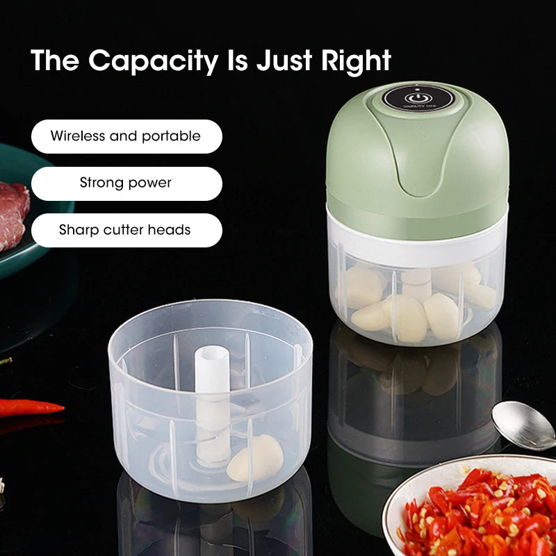 Electric Mini Garlic Masher Portable Multi Function Vegetable Meat Grinder Chopper USB Charging