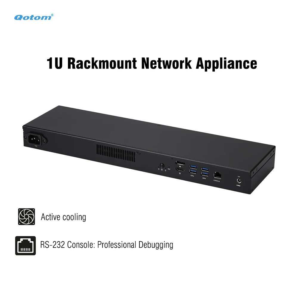 Qotom Barebone Fanless Mini PC 8x Intel i226-V 2.5G LAN Core i7-10510U i5-8260U Firewall Router Soft Router RS232 Console