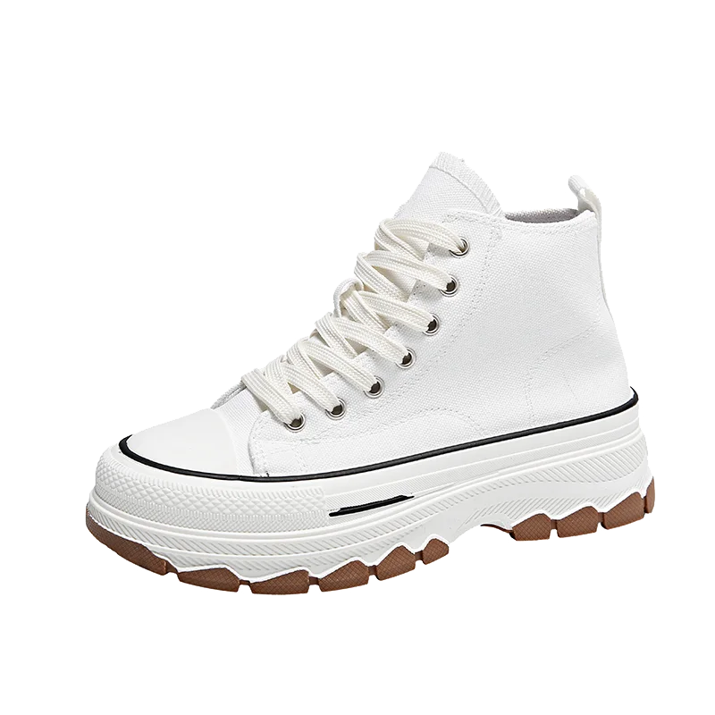 2026Women Canvas Shoes High Top Women's Vulcanize Shoes Lace-Up Casual Ladies Sneakers Plarform Non-slip Round Head Female Shoes