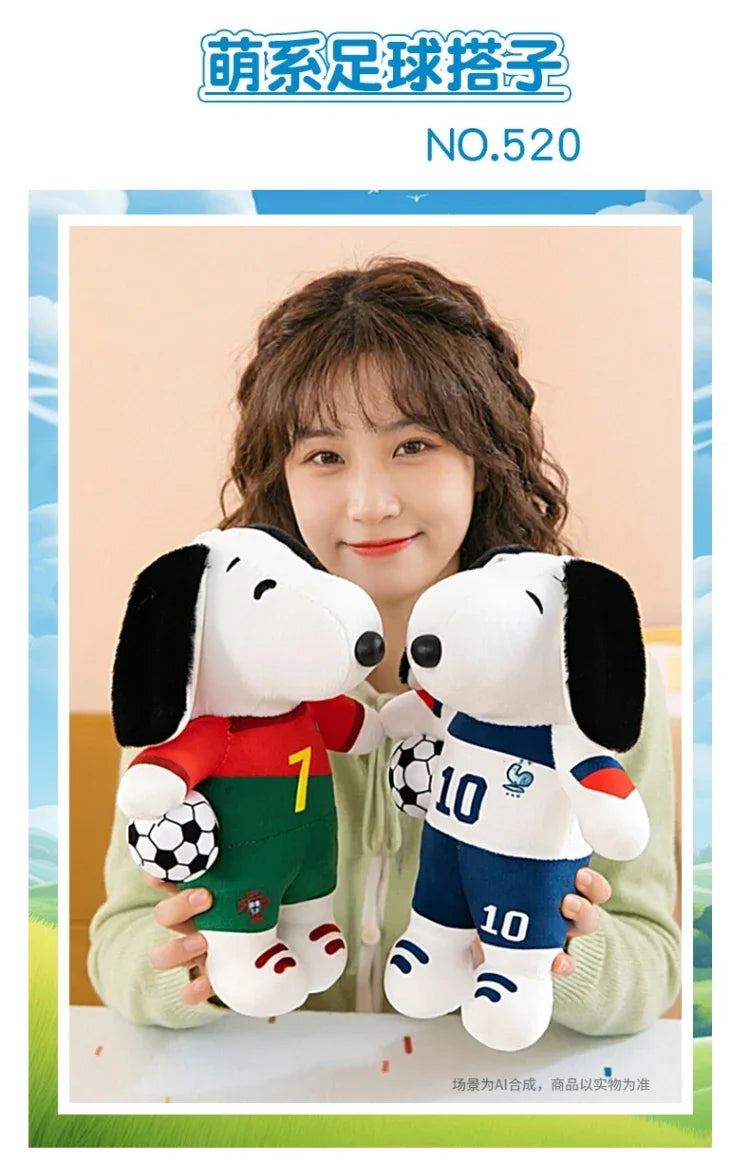 New Peanuts Snoopy Soccer cute Plush Toy Pendant Key Chain Team Jersey Stuffed Doll with Football for Kids Fans Birthday Gift