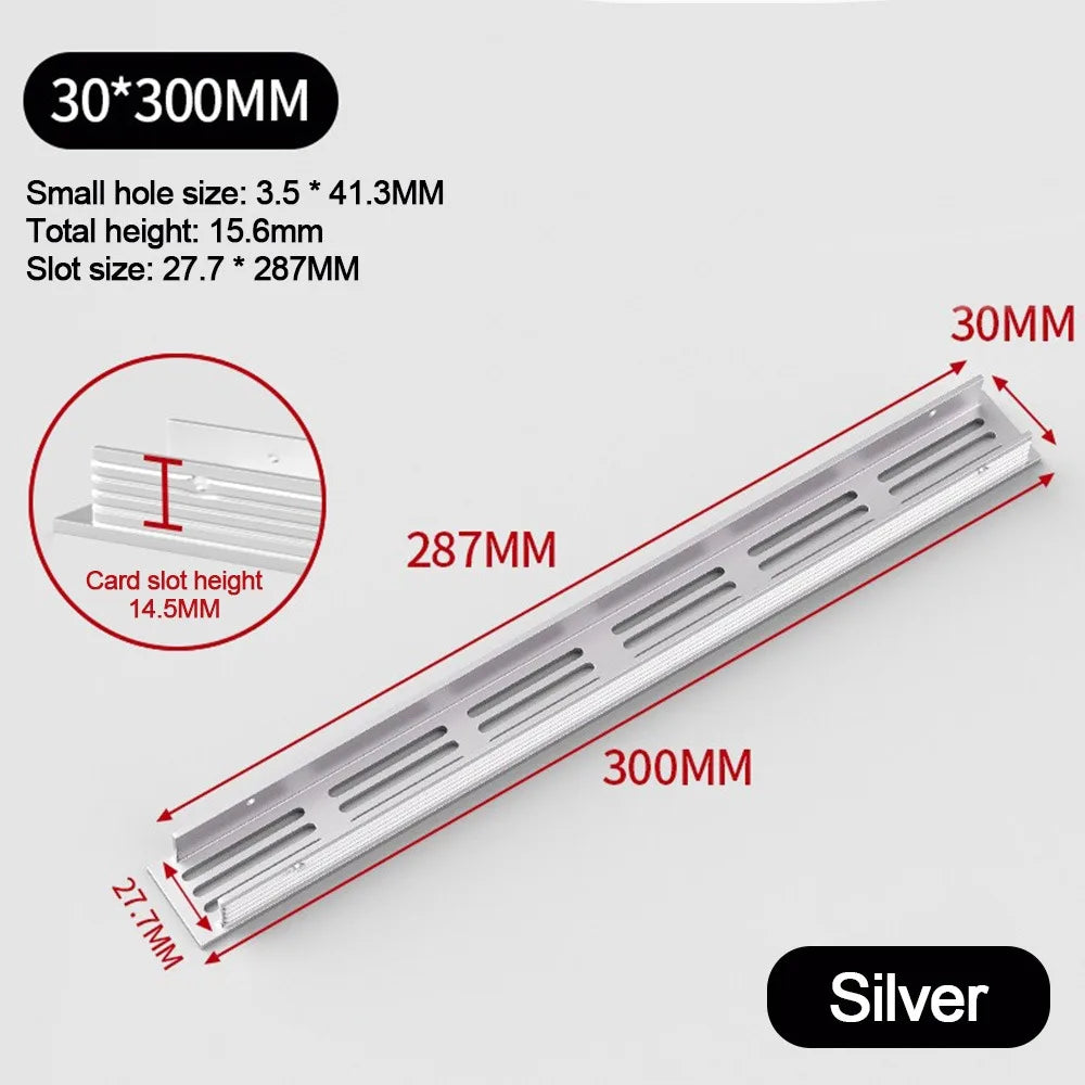 Aluminum Alloy Cabinet Breather Hole Cover Rectangle Breathable Mesh Wardrobe Air Vent Decor 30mm Wide Ventilator Grille Cover