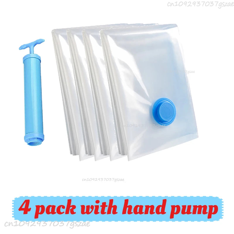Vacuum Bag for Clothes, Air Vacuum Bag with Pump, Travel Essentials, Space Saver Bags for Comforters Blankets Storage Organizer
