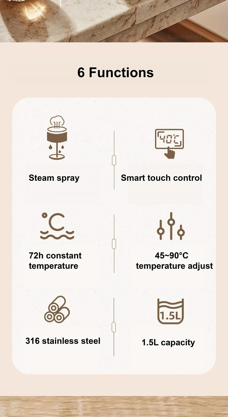 1.5L Smart Electric Kettle Multifunction Steam Teapot Temperature Control Health Pot Office Glass Flower Teapot Auto Keep Warm