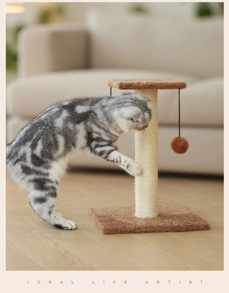 Agave Non-Shedding Cat Tree Vertical Scratching Post with Toy Self-Amusement Cat Toy Scratching Board for Cats