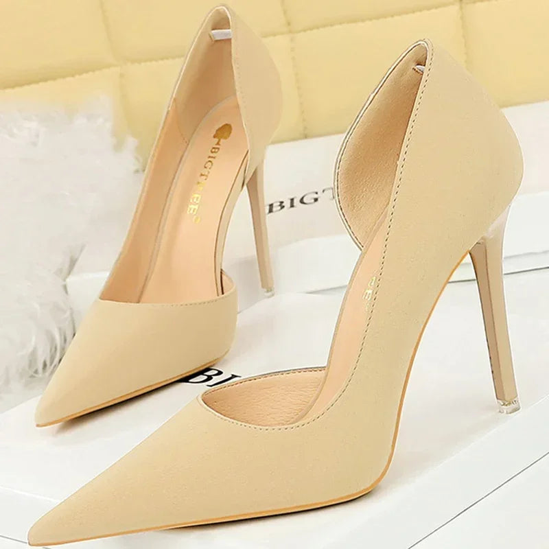 2025 New Women 11cm High Heels Wine Green Pumps Plus Size 34-43 Stripper Evening Orange Heels Lady Wedding Bridal Scarpins Shoes