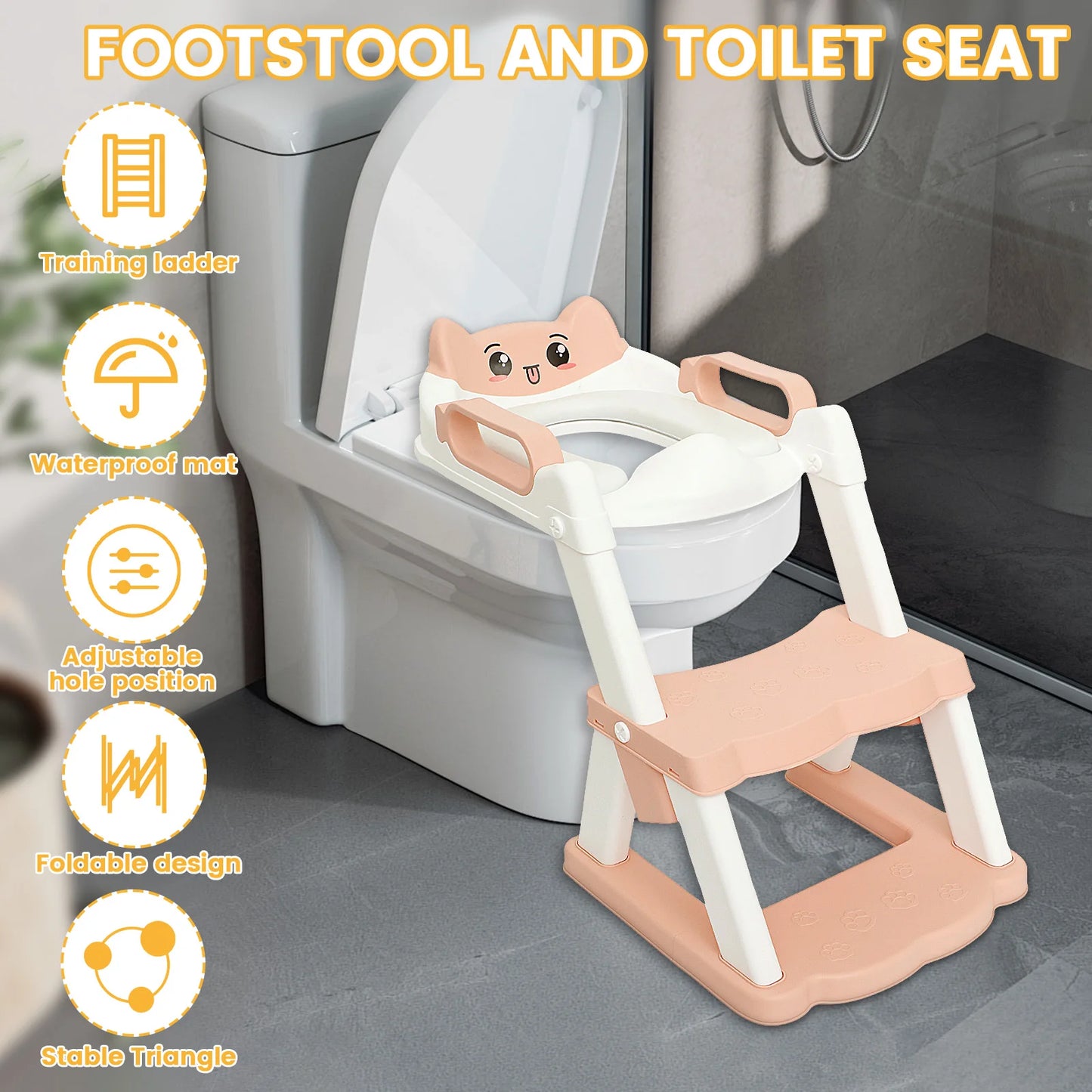 New Foldable Children's Toilet Seat Portable Baby Potty Training Toilet Cushion Toddler Auxiliary Pot Step Stool Urinal
