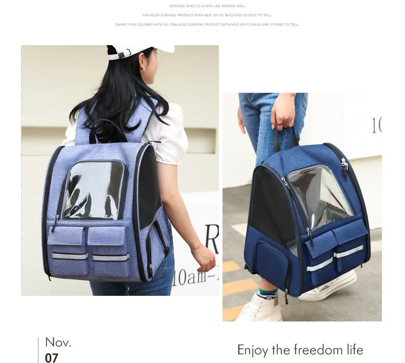 New Oxford Trolley Case Cat Carrier Backpack Travel Pet Bag with Reflective Stripe Outdoor Small Animals Rabbit Kitten Dog Bag