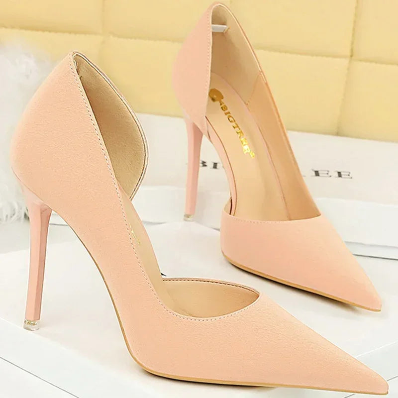 2025 New Women 11cm High Heels Wine Green Pumps Plus Size 34-43 Stripper Evening Orange Heels Lady Wedding Bridal Scarpins Shoes