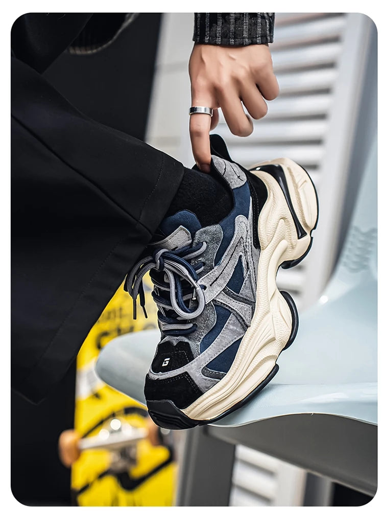 Lacing up Men's and Women's Couple Sport Shoes 2025 Thick Sole Luxury Design Casual Retro Dirty Casual Sneakers Breathable Upper