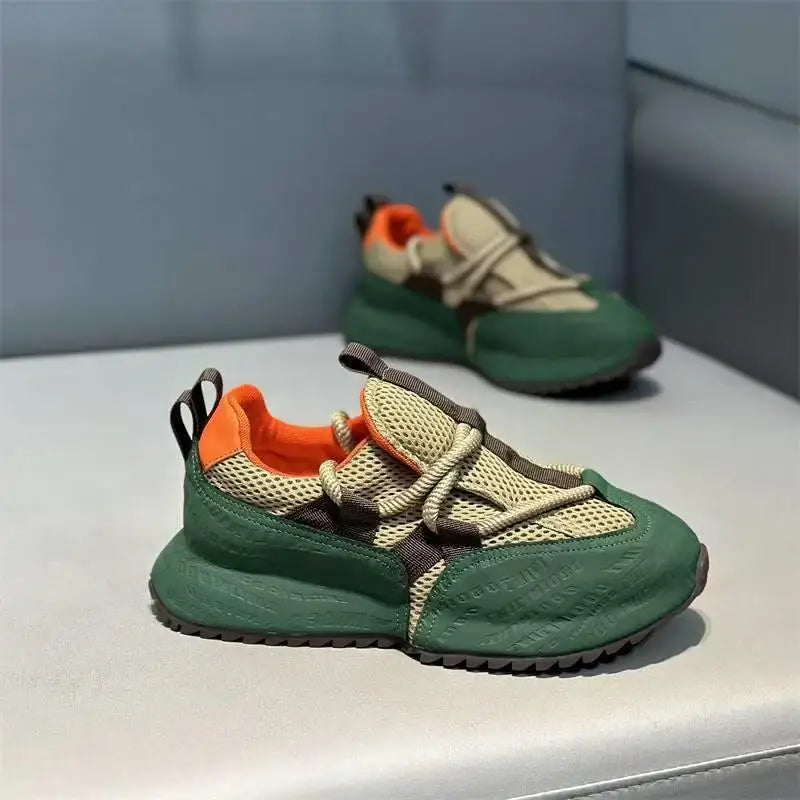Chunky Sneakers Men Designer Cover Bottom Board Shoes Fashion Casual Leather Fabric Breathable Increased Internal Platform Shoes