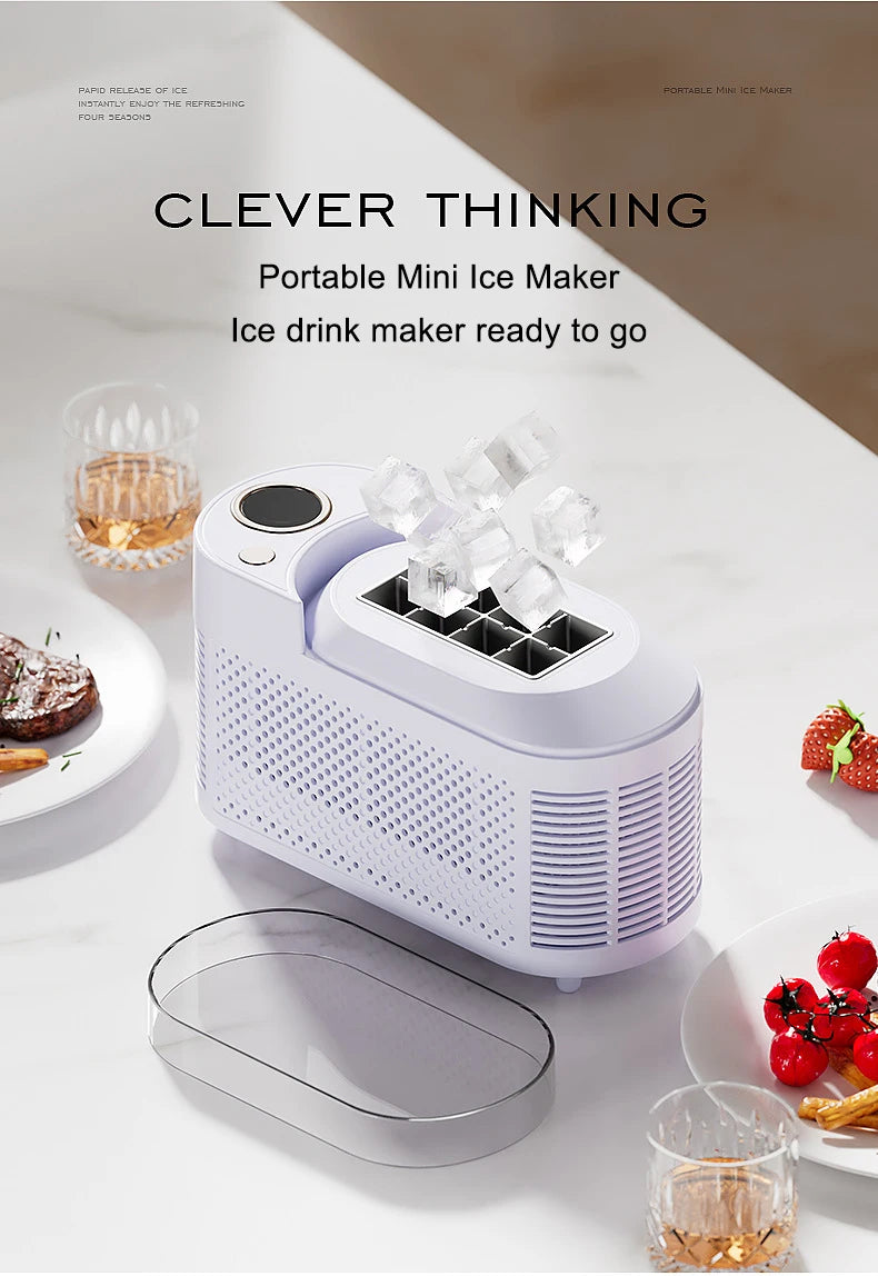 110V/220V Portable Small Ice Maker Mini Home Dormitory Office Camping 12V Car Cube Ice Automatic Ice Making Box Ice Machine