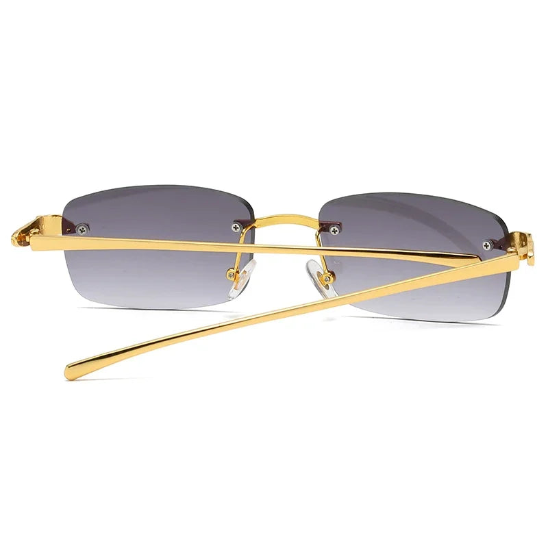 Fashion Vintage Rimless Square Sunglasses Women Men Luxury Brand Designer Popular Travel Driving Metal Small Sun Glasses