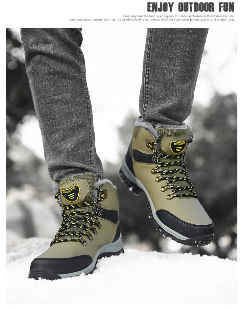 Winter Large Size Plus Velvet Thickened Warm Snow Boots Outdoor Men's High-Top Northeast Cotton Boots Comfortable And Casual