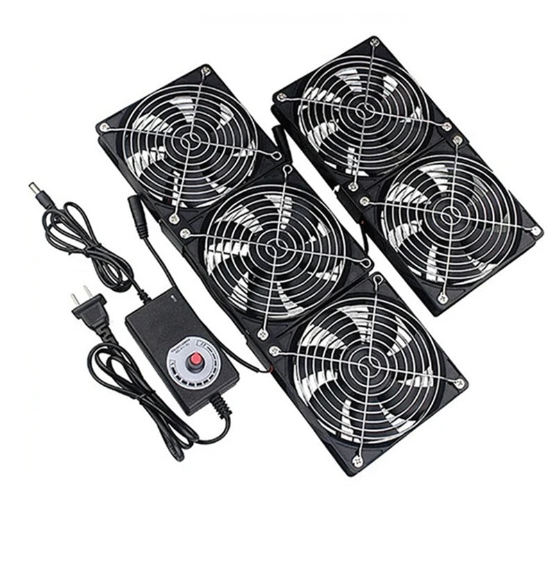 220V 12V Exhaust Cooling Fans with Controller 12cm for Workstation Cabinet Radiator Server Fan for GPU VGA Btc Machine Chassis