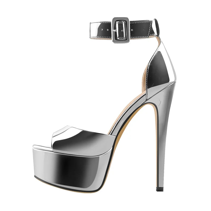 Onlymaker Women  Platform Sandals Peep Toe Thin Heels Ankle Strap Zebra Stripes Party Dress Summer Lady Shoes Big Size Sandals