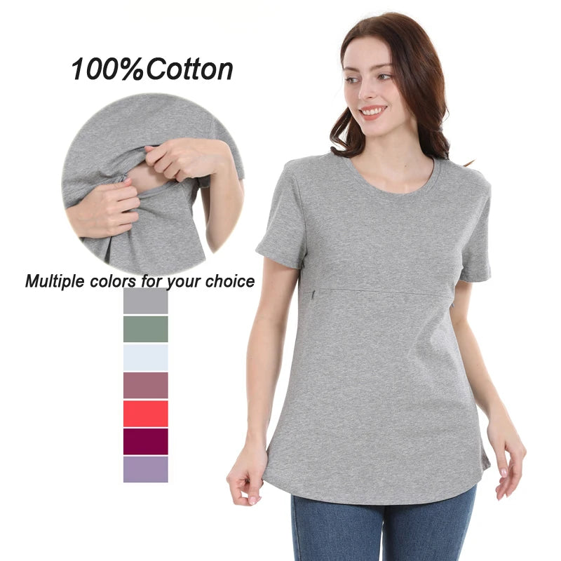 Emotion Moms Summer Invisible Zipper Pregnancy Maternity Top Lactation Clothing Breastfeeding For Pregnant Women Big Size