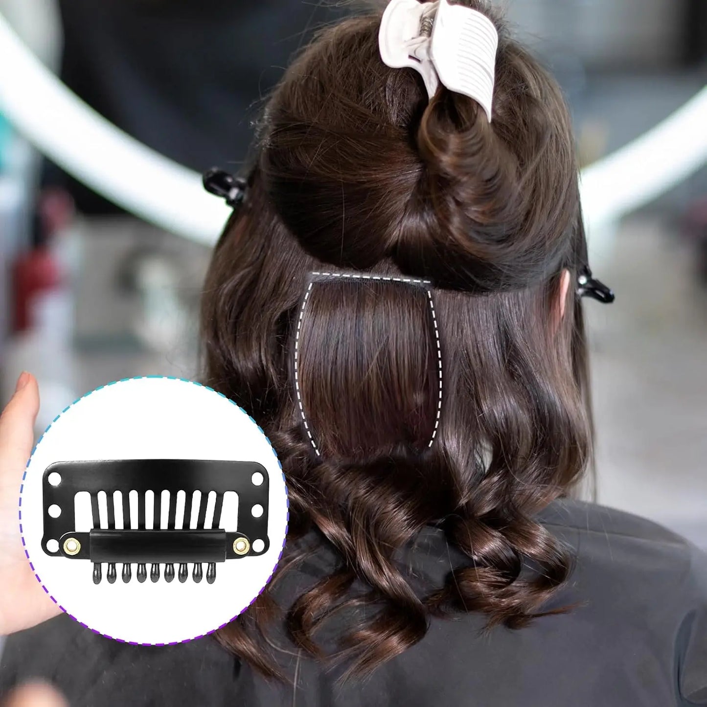 10-100Pcs 9-teeth Beige/Brown/Black Hair Extension Clips Hair Extension Wigs Snap Clips Comb Small Snap Wig Accessories Clips