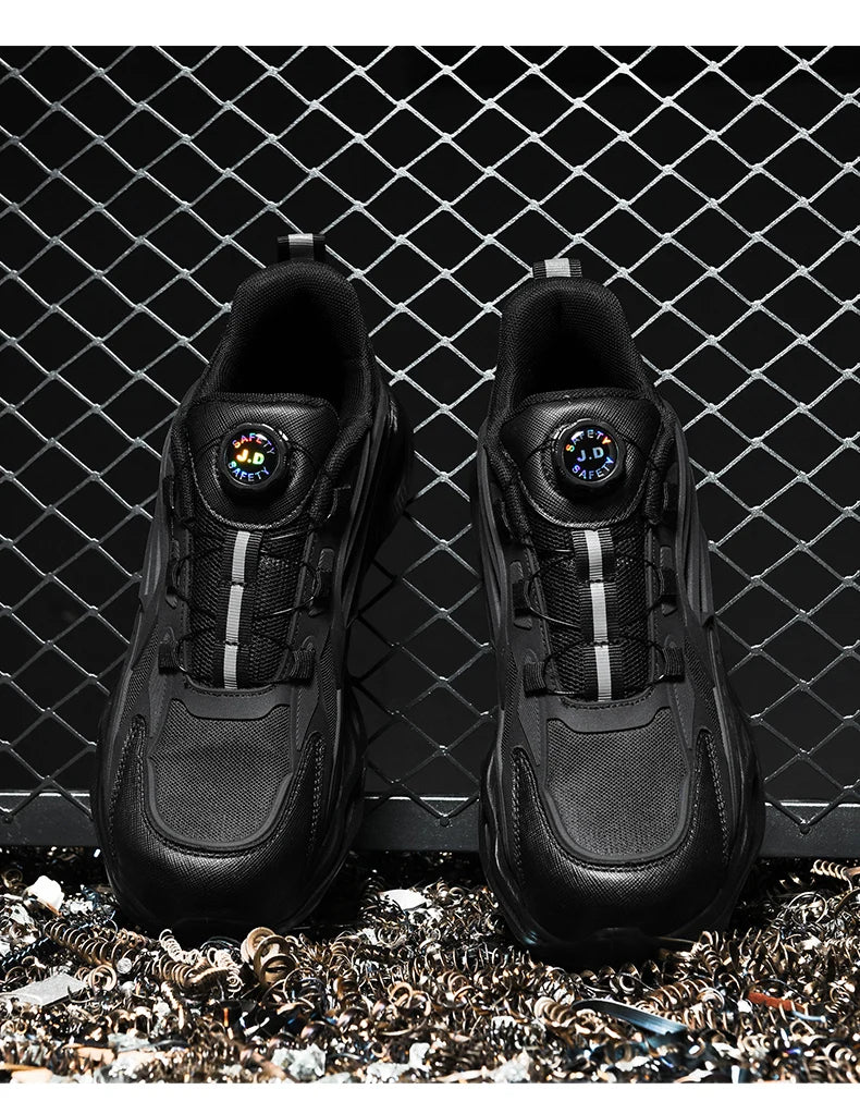 Rotating Button New Safety Shoes Men Anti-smash Anti-puncture Work Shoes Fashion Men Sport Shoes Security Protective Boots Men
