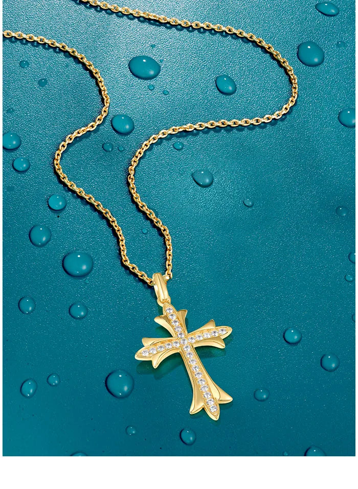 SANTUZZA Authentic 925 Sterling Silver Pendant For Women Sparkling White Cubic Zirconia Elegant Cross Wedding Gift Fine Jewelry