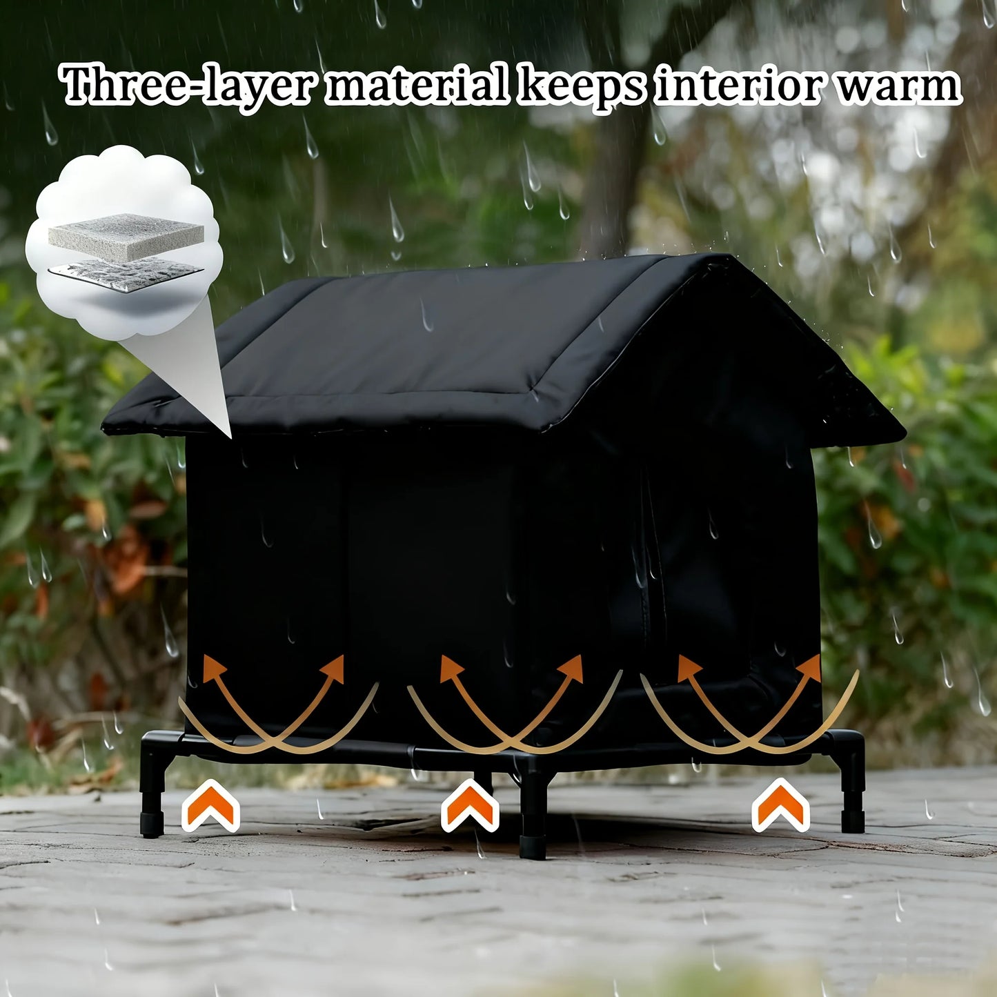 Outdoor Cat Shelter Heated Cat House Waterproof Insulated with Elevated Base Feral Cats Shelter Street House In Winter Yard