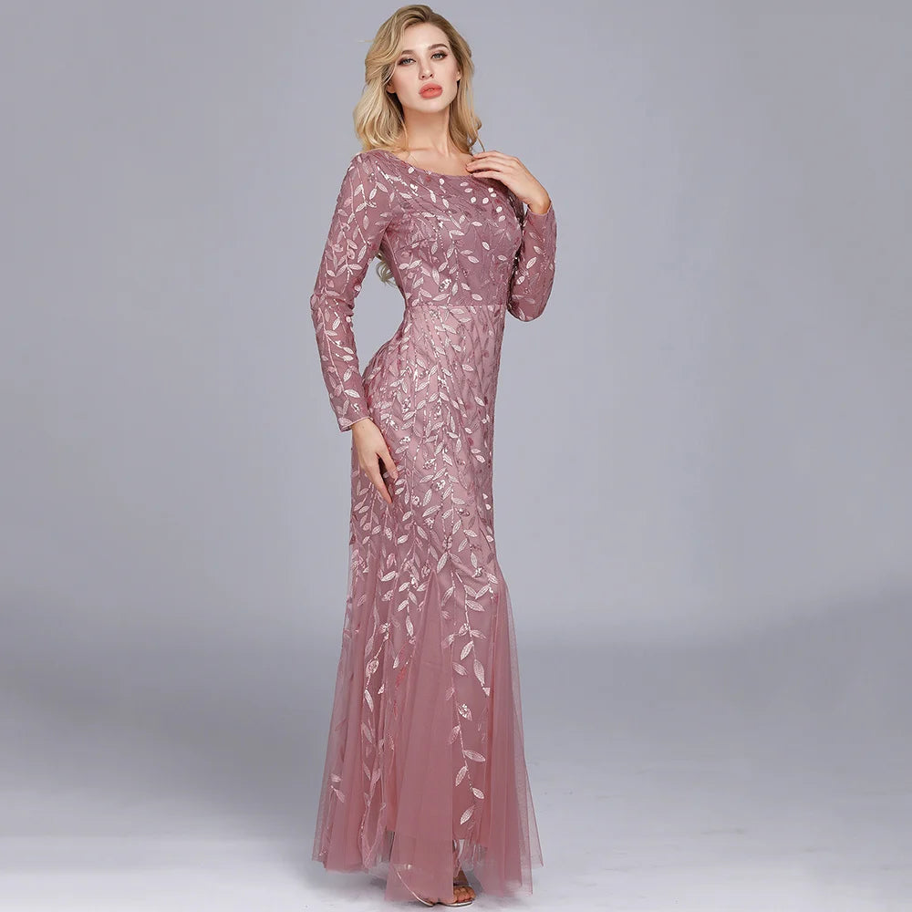 Sexy vintage Maxi Sequin cocktail Dress bridesmaid Prom Dresses for Women Casual Party Long sleeve club Bodycon Dress vestidos