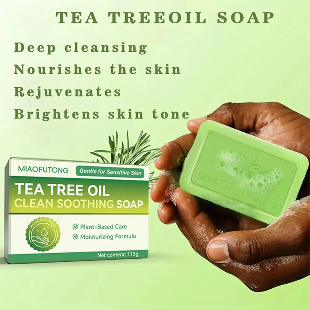 Tea Tree Soap for Face & Body Acne, 100g Tea Tree Oil Soap Bar for Face & Body Natural Skin Cleanser for Oily, Dry & Itchy Skin