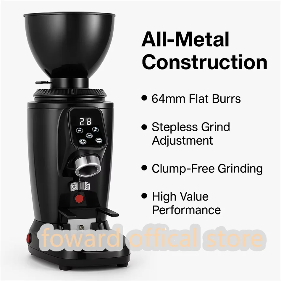 B64 Commercial Coffee Grinder 64mm Flat Burr Anti-Static For Espresso Pour Over French Press Coffee Mill Grinding Machine