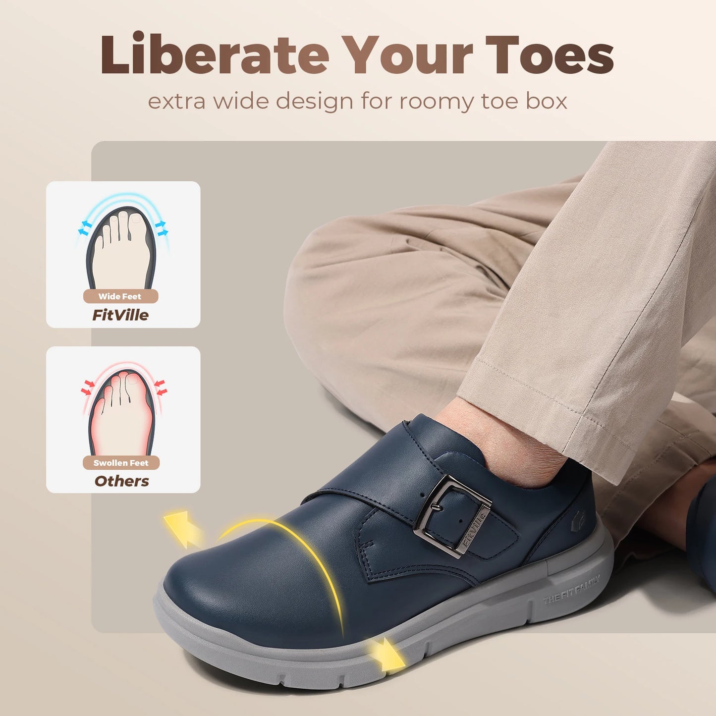 Fittington Extra Wide Walking Shoes For Man Diabetic Swollen Feet Wide Shoes Casual Dress Lightweight Shoes With Adjustable