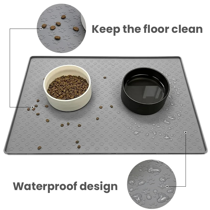 Pet Placemat Cat Dog Drinking Feeding Placemat Feeder Mats Cat Feed Mat Dog Food bowl Mat Silicone Waterproof Pet Bowl Pad 2025